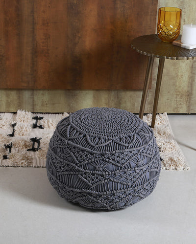 Grey Ottoman Cotton Pouf | 17 x 13 inches