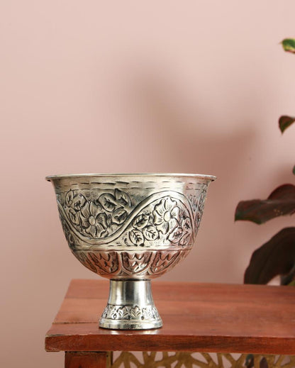 Azrou Silver Finish Bowl | 6 Inches | 1.5 L