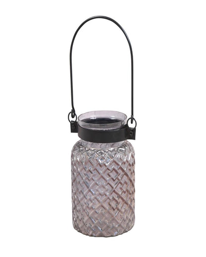 Roshni Patterned Glass Black Lustre Lantern
