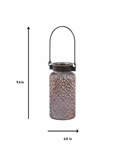 Roshni Patterned Glass Black Lustre Lantern