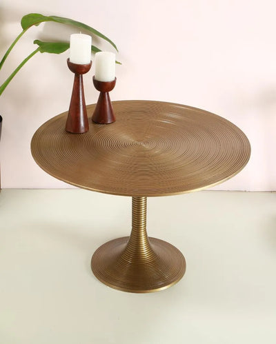 Antique Brass Aluminium Round Table | 30 x 15 inches