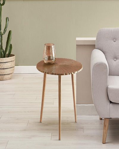 Antique Brass Finish Table with Three Legs | 20 inches