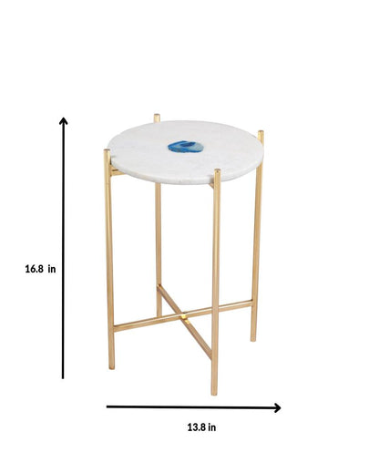Sleek Marble & Round Metal Gold Accent Table