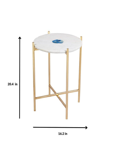 Sleek Marble & Round Metal Gold Accent Table