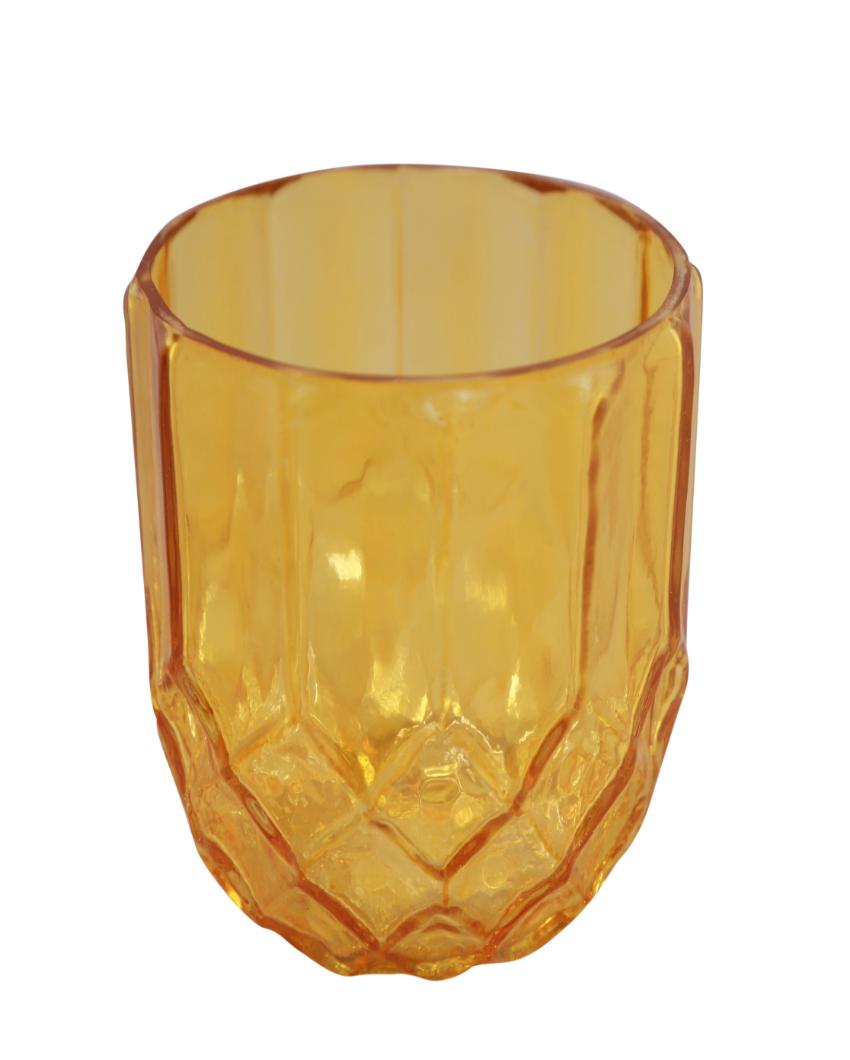 Orange Cut Glass Candle Holder | 4 x 4 inches