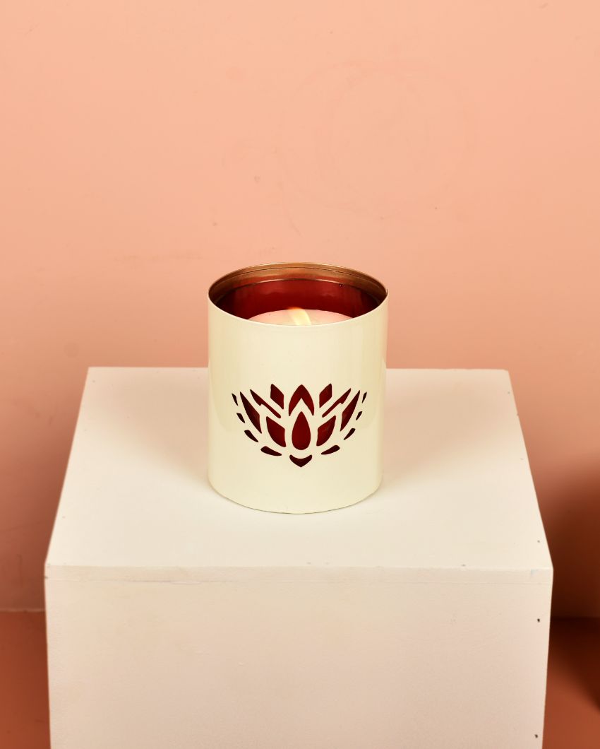 Lotus White Votives | Set Of 2 | 4 x 4 inches