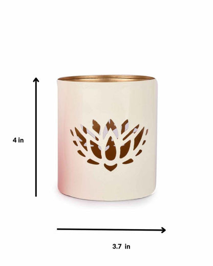 Lotus White Votives | Set Of 2 | 4 x 4 inches