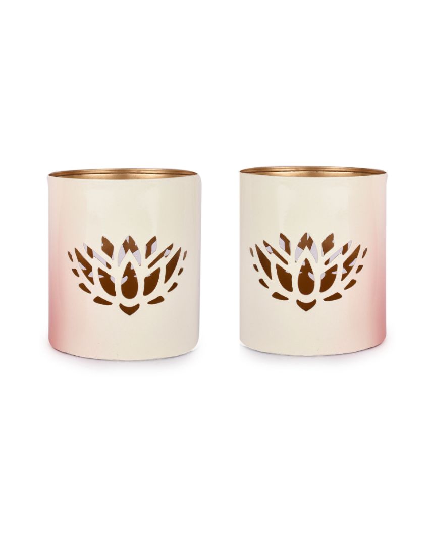 Lotus White Votives | Set Of 2 | 4 x 4 inches