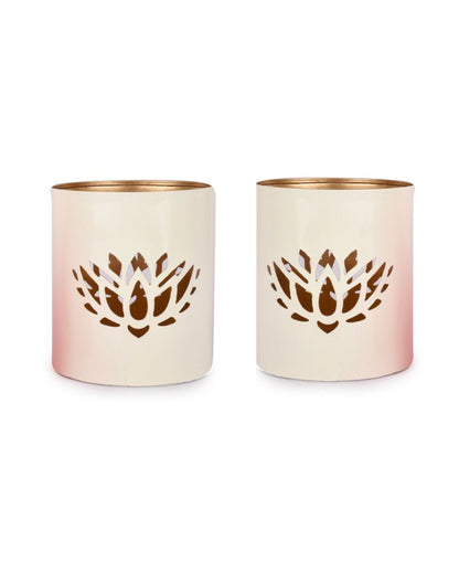 Lotus White Votives | Set Of 2 | 4 x 4 inches