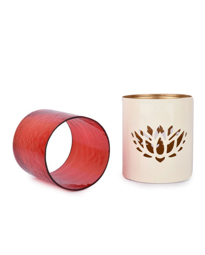 Lotus White Votives | Set Of 2 | 4 x 4 inches