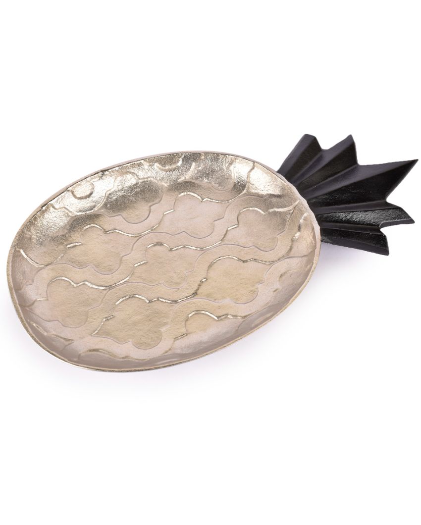 Nickel Finish Pineapple Shape Platter | 20 x 10 inches