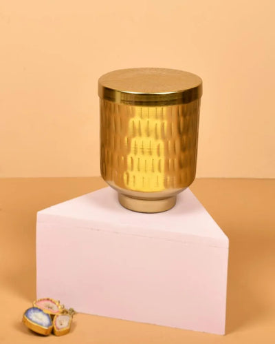 Golden Metal Chitai Box Jar | 4.2 Inches | 600 ml