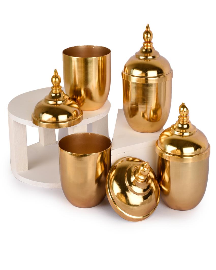 Gold Finish Ortis Tray with 4 Jars Set | 400 ml