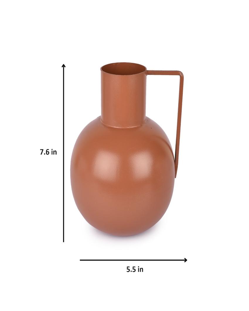 Brown Surahi Shaped Metal Vases | Set Of 2