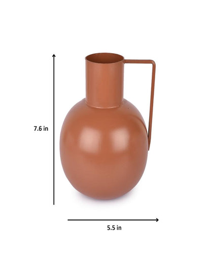 Brown Surahi Shaped Metal Vases | Set Of 2