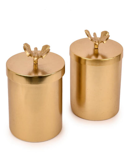 Waterfly Jars with Tray Gold Finish | Set Of 2 | 650 ml