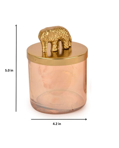 Elephant Gold Finish Lustre Glass Jars | Set Of 2 | 4 x 5 inches