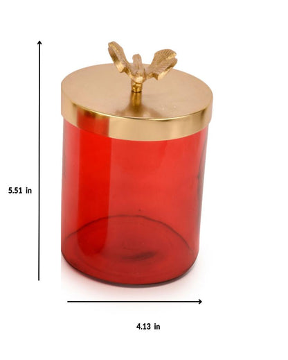 Waterfly Gold Finish Glass Jars | Set Of 2 | 550 ml