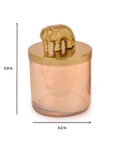 Elephant Gold Finish Lustre Glass Jars With Shakh Tray