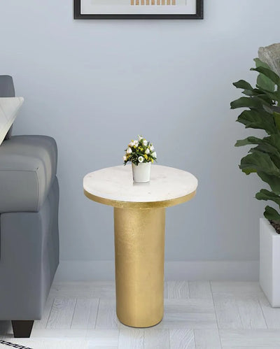 Minimalistic Gold Finish Accent Side Table  | 19 Inches