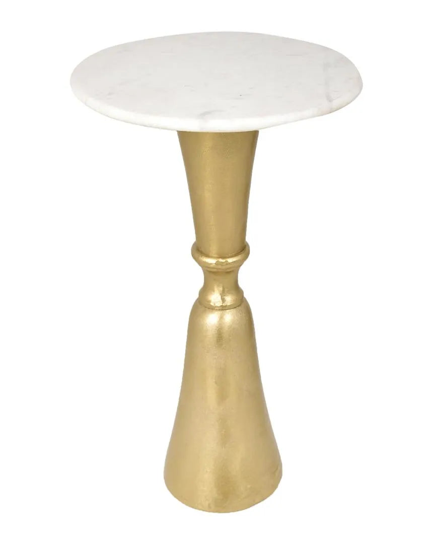 Hourglass Gold Finish Aluminum Side Table  | 21 Inches