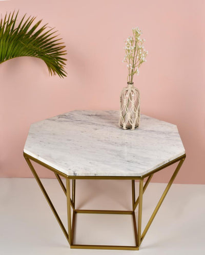 Signum Marble Hexagon Shaped Coffee Table | 16 inches