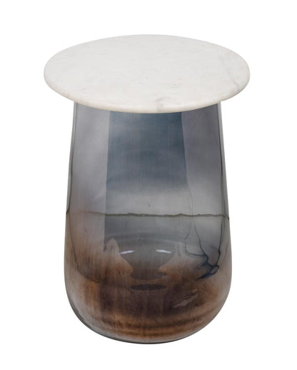 Glass Bottom with Marble Top Accent Side Table | 20 Inches