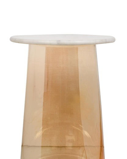 Glass Bottom with Marble Top Accent Side Table | 20 Inches