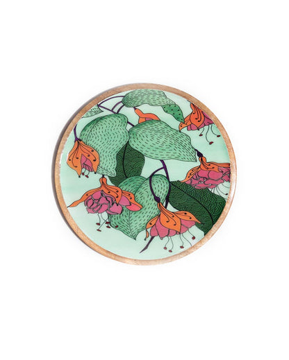 Blooming Green Wooden Wall Plate