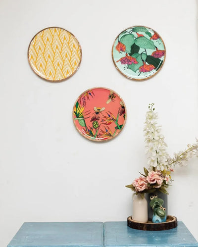 Decorative Wooden Wall Plates | Set Of 3 | 10 Inches