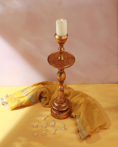 Dhyaan Wooden Pillar Candle Holder | 22 inches