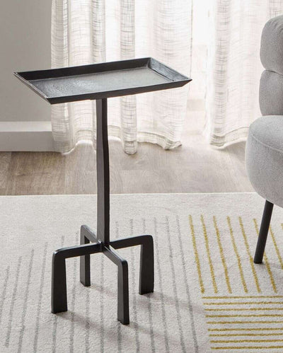 Crisp Black Aluminum Accent End Table | 16 x 10 x 25 inches