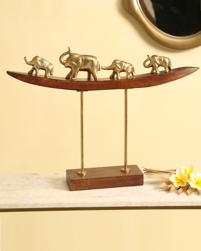 Elephant Family Sculpture On Stand Decor | 20 x 4 x 14 inches