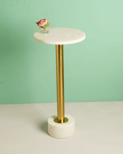 Nina Marble and Metal End Table Cum Drink Table | 10 x 24 inches