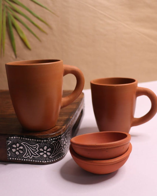 Brown Mugs & Bowls Set