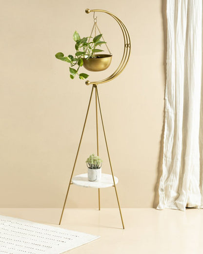 Metalic Tripod Planter White