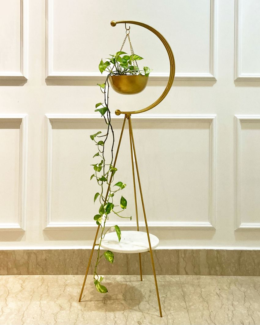 Metalic Tripod Planter White