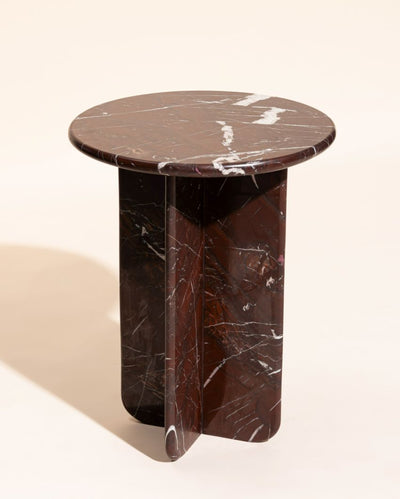 Lunar Norge Rosso Marble Side Table