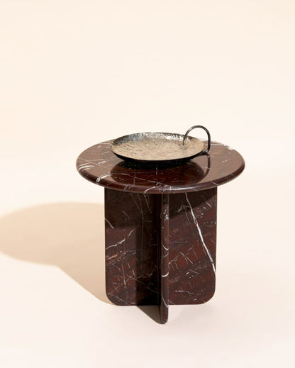 Lunar Norge Rosso Marble Side Table