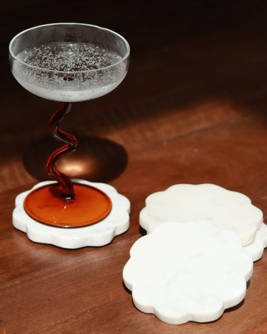 Scallop Marble Coasters | Set of 4