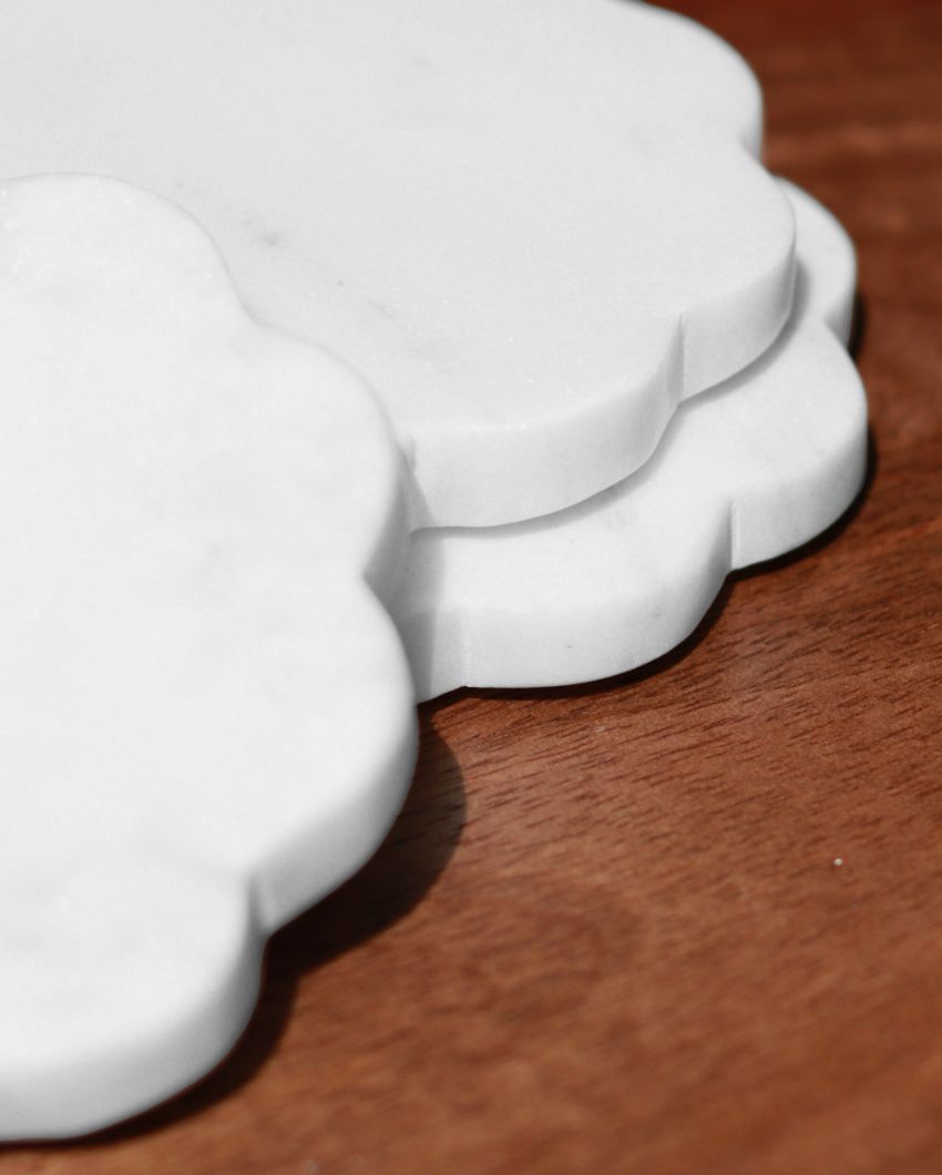 Scallop Marble Coasters | Set of 4