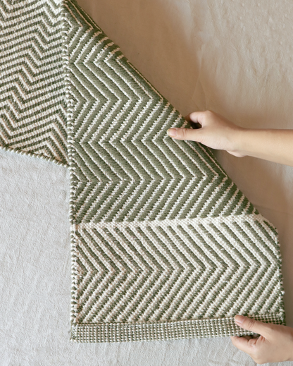 Green Cotton Runner | 14x43 inches