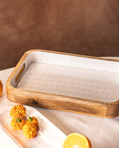 Pearl Enamel Serving Tray | 14 x 10 x 2 inches