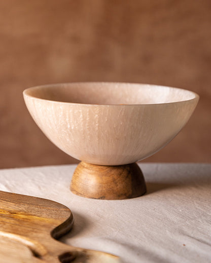 Resin Decorative Bowl With Wooden Base