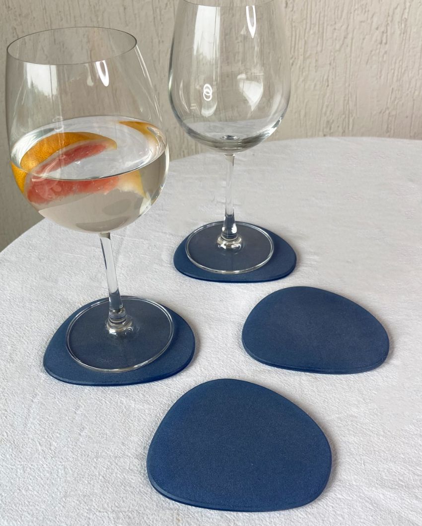 Frosted Glass Coasters | Set Of 4 Blue