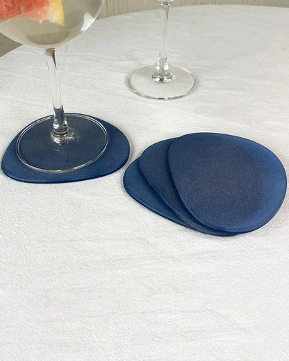 Frosted Glass Coasters | Set Of 4 Blue