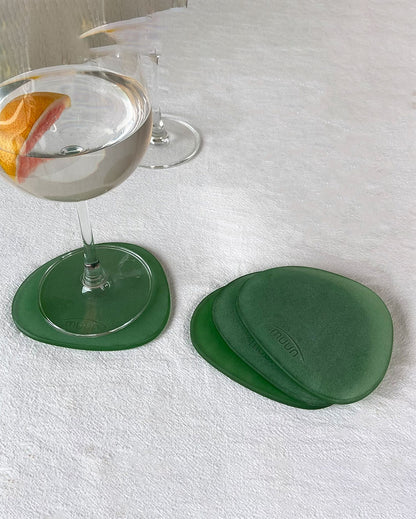 Frosted Glass Coasters | Set Of 4 Green