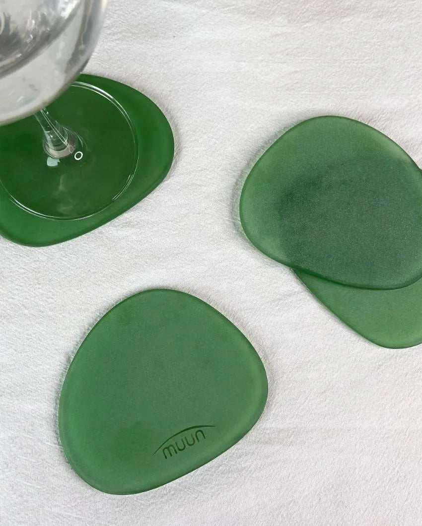 Frosted Glass Coasters | Set Of 4 Green