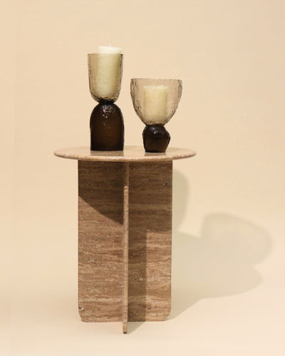 Onyx Travertine Marble Side Table