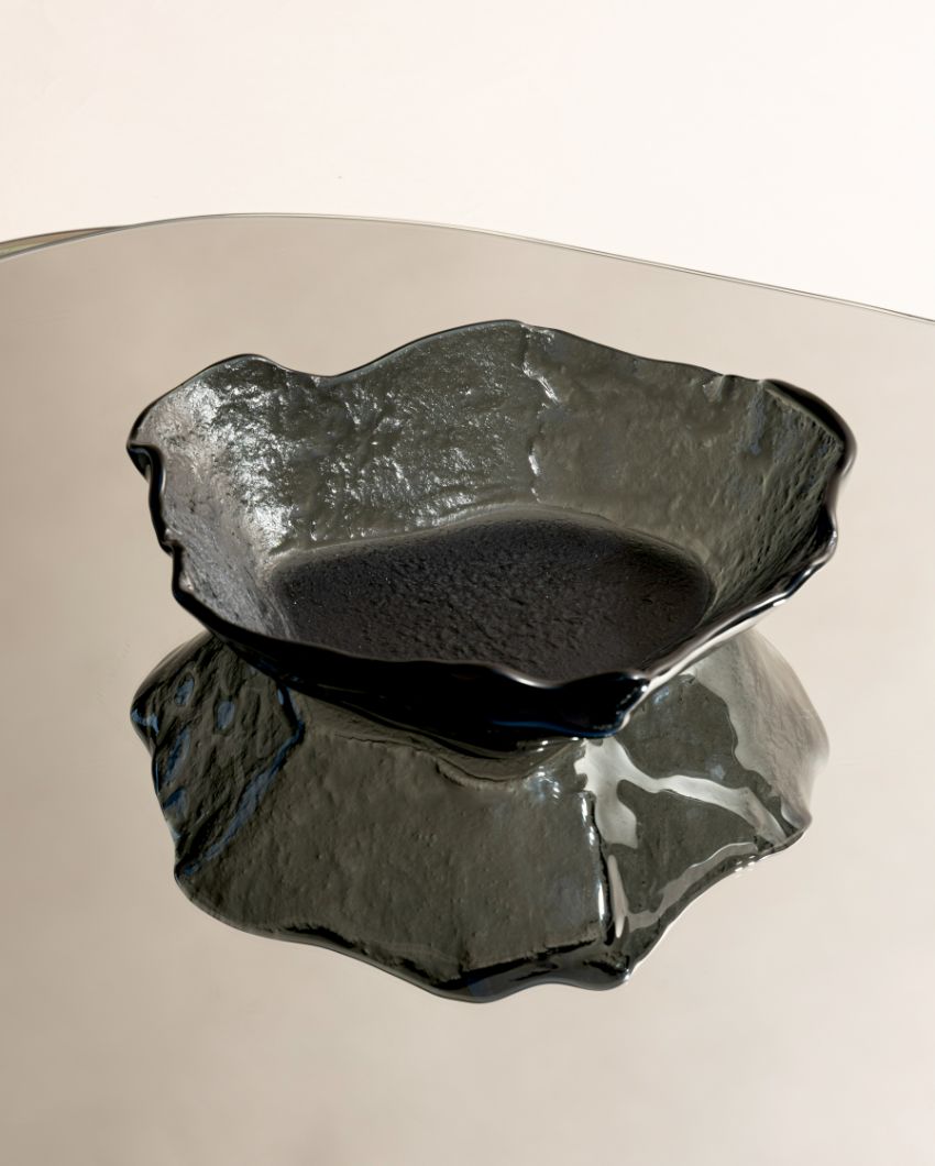 Cinder Lava Ash Grey Glass Accent Bowl